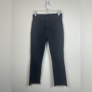 MOTHER Insider Crop Step Fray In Not Guilty Black Denim Size 28